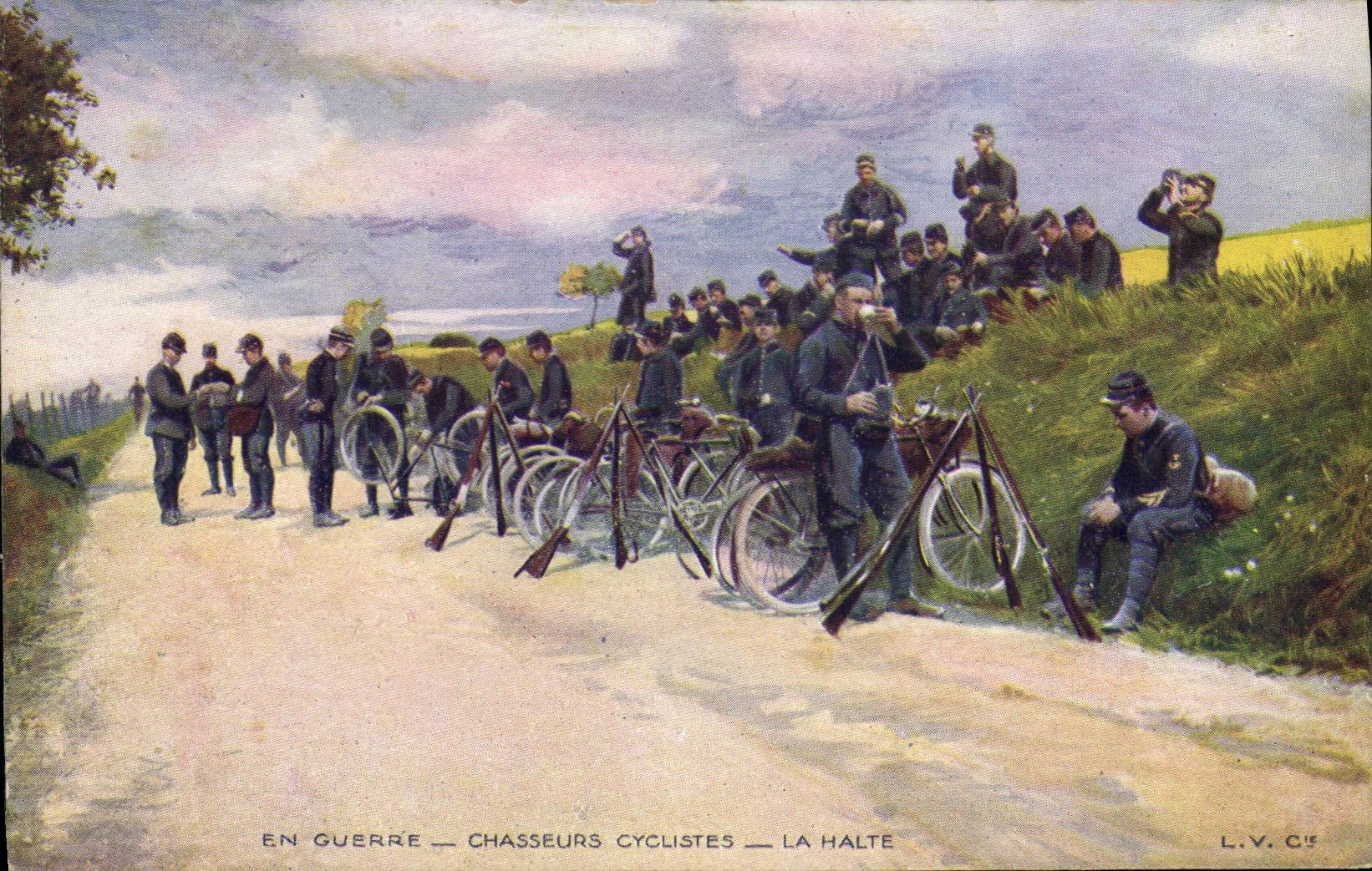 En Guerre — Chasseurs Cyclistes — La Halte — L.V. C.5