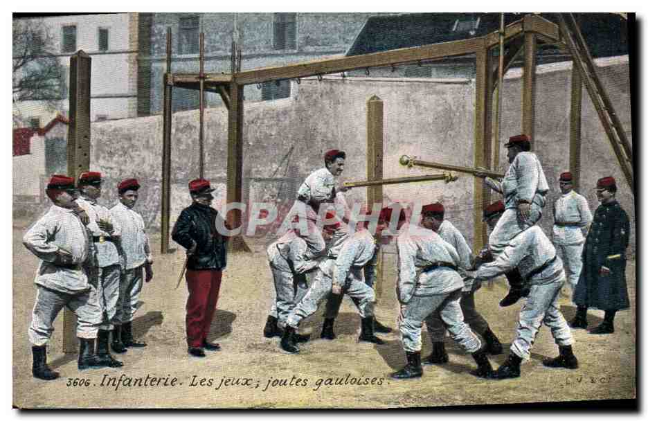 Infanterie. Les jeux ; joutes gauloises — série 3606 — éditeur L. V. & Cie
