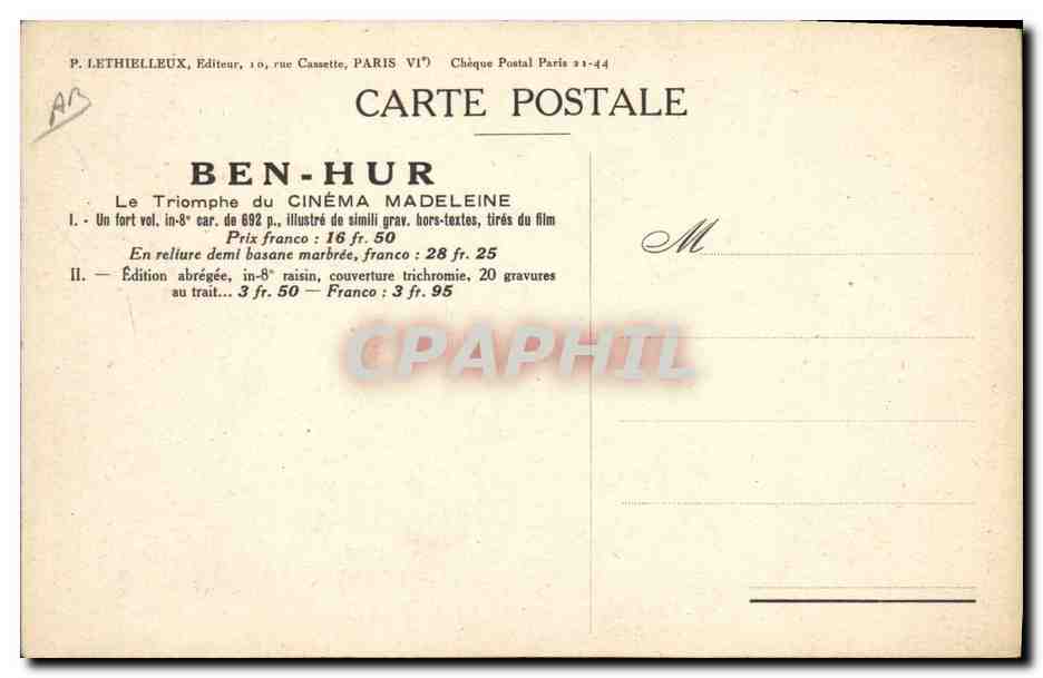 CPA Cinema Les galeriens dans Ben Hur  — Back