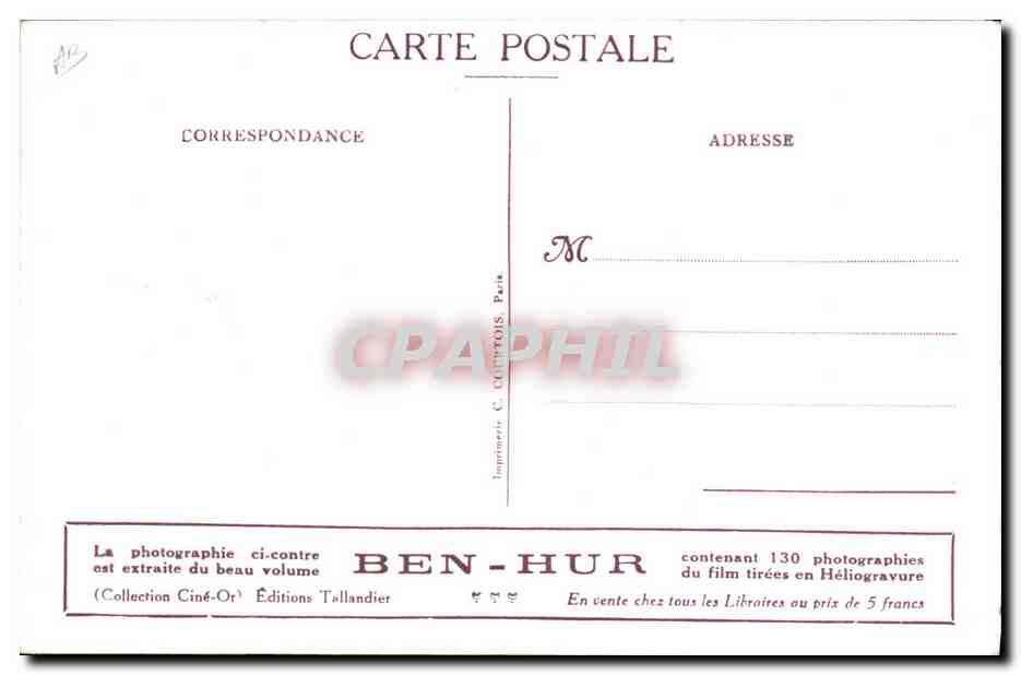 CPA Cinema en vue de Golgotha Ben Hur et les siens proclament l'immortalite du Christ  — Back
