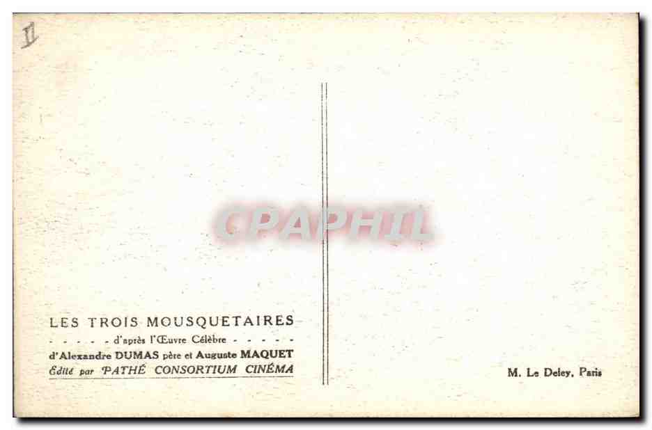 CPA Cinema Les Trois Mousquetaires Alexandre Dumas Auguste Maquet  — Back