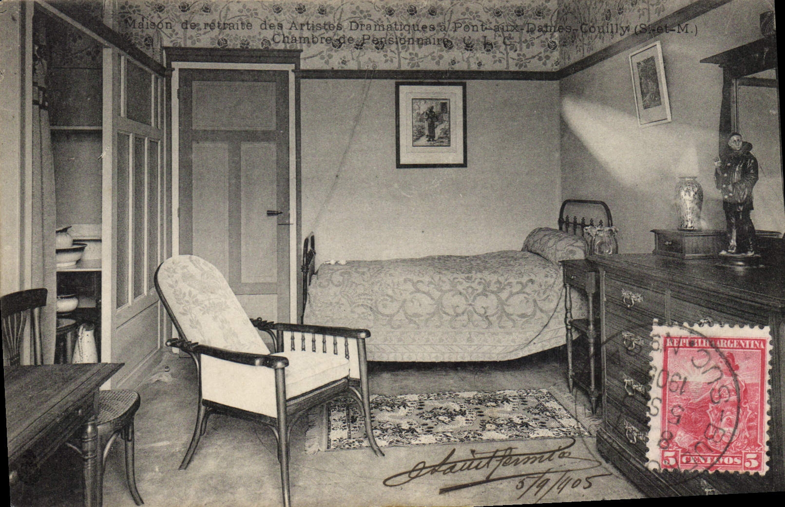 CPA Cinema Maison de retraite des artistes dramatiques a Pont aux Dames Couilly Chambre de pensionnaire 