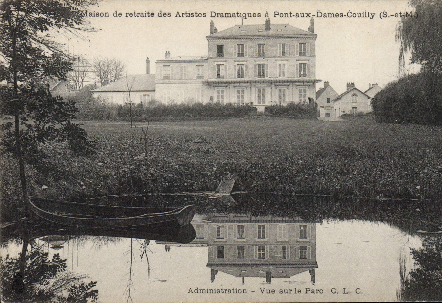 Dom emerytalny dla Artystów Dramatycznych w Pont-aux-Dames-Couilly (S.-et-M.) — Widok na ogród — Administracja — C. L. C.