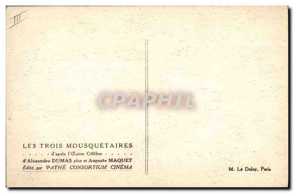 CPA Cinema Les Trois Mousquetaires Alexandre Dumas Auguste Maquet  — Back