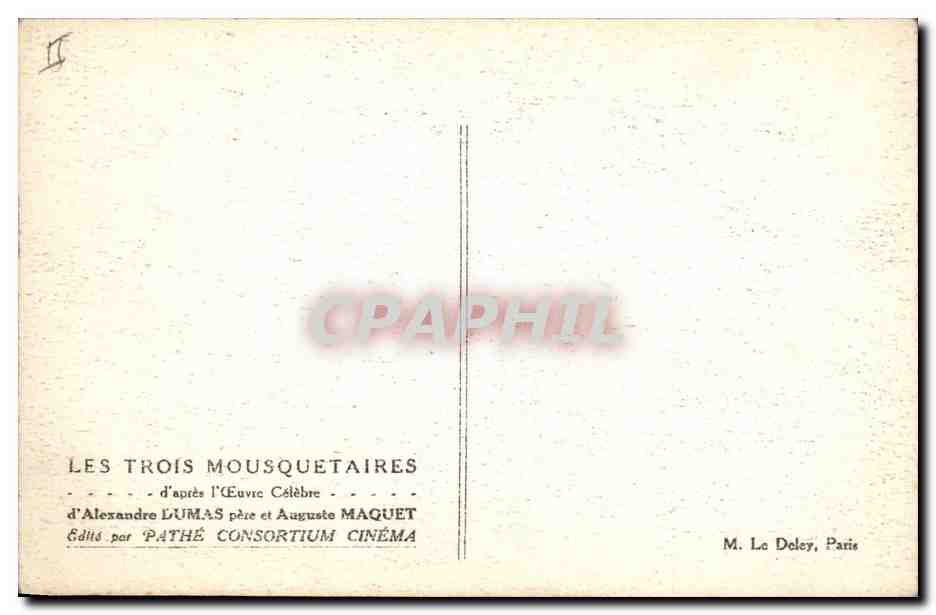 CPA Cinema Les Trois Mousquetaires Alexandre Dumas Auguste Maquet  — Back