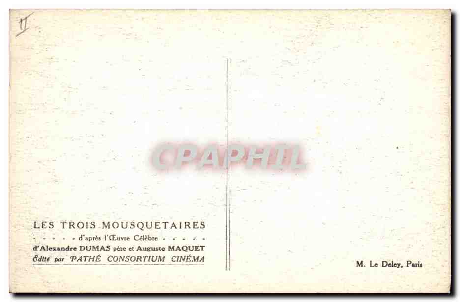 CPA Cinema Les Trois Mousquetaires Alexandre Dumas Auguste Maquet  — Back