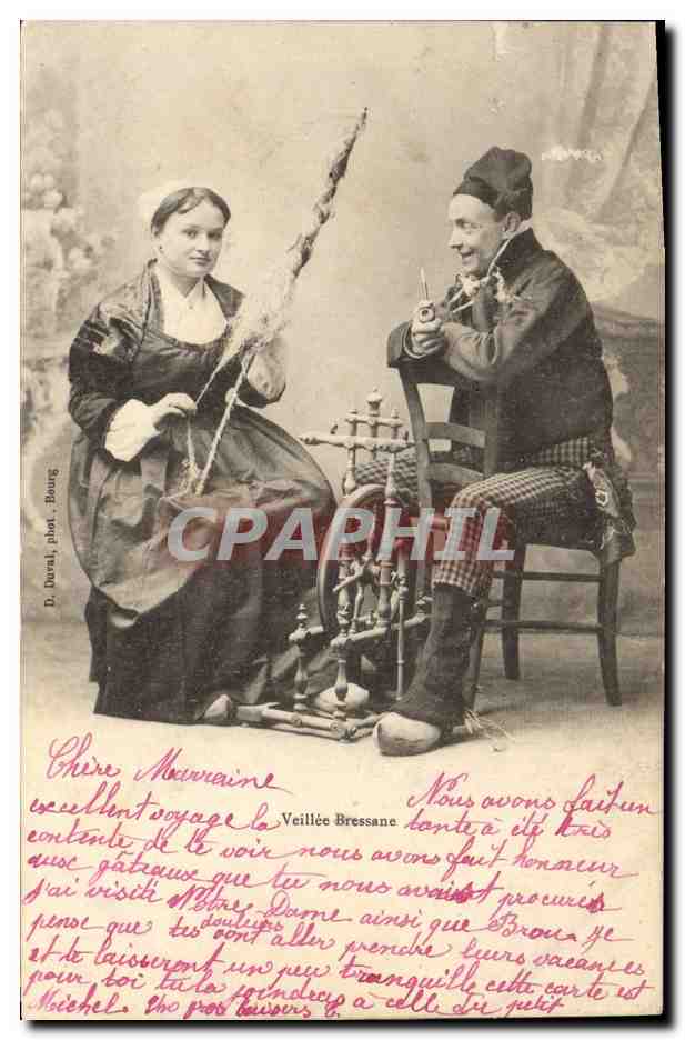 CPA Folklore Veillee Bressane 