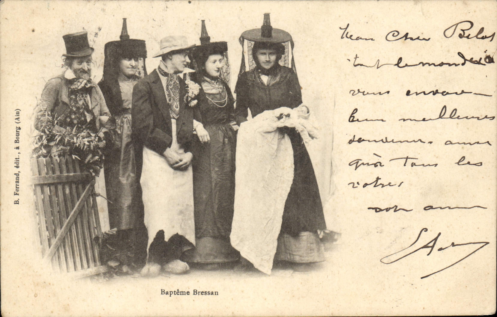 CPA Folklore Bapteme Bressan 
