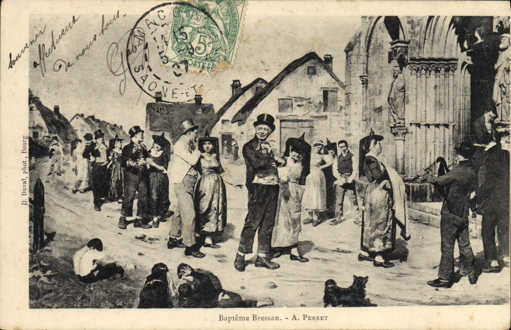 CPA Folklore Bapteme Bressan 