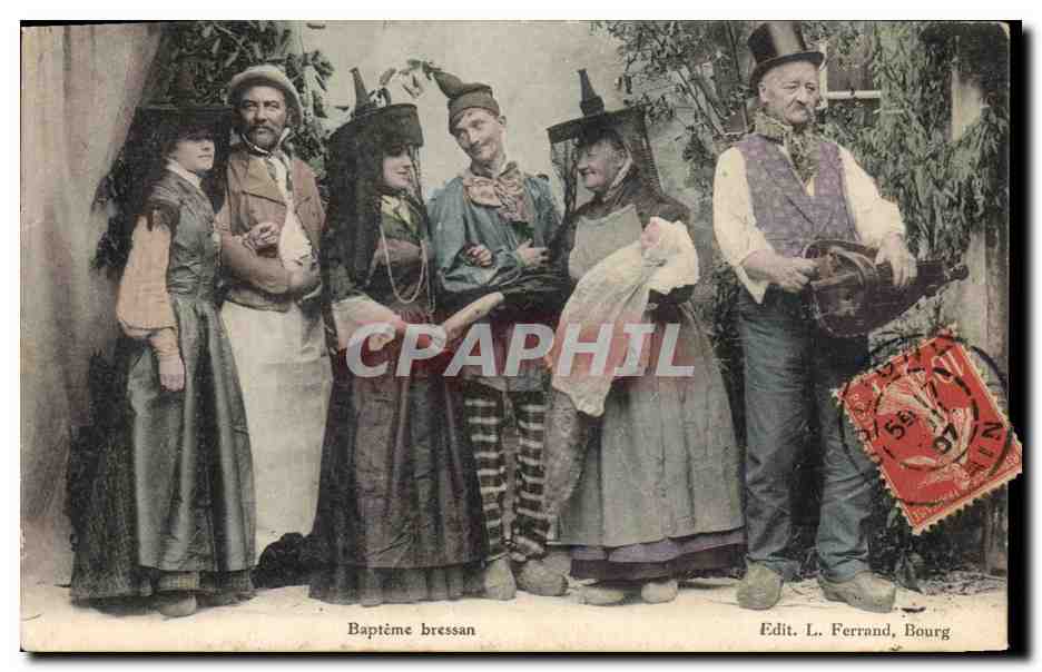 CPA Folklore Bapteme Bressan 