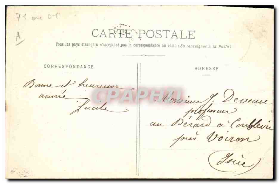 CPA Folklore Bressane  — Verso