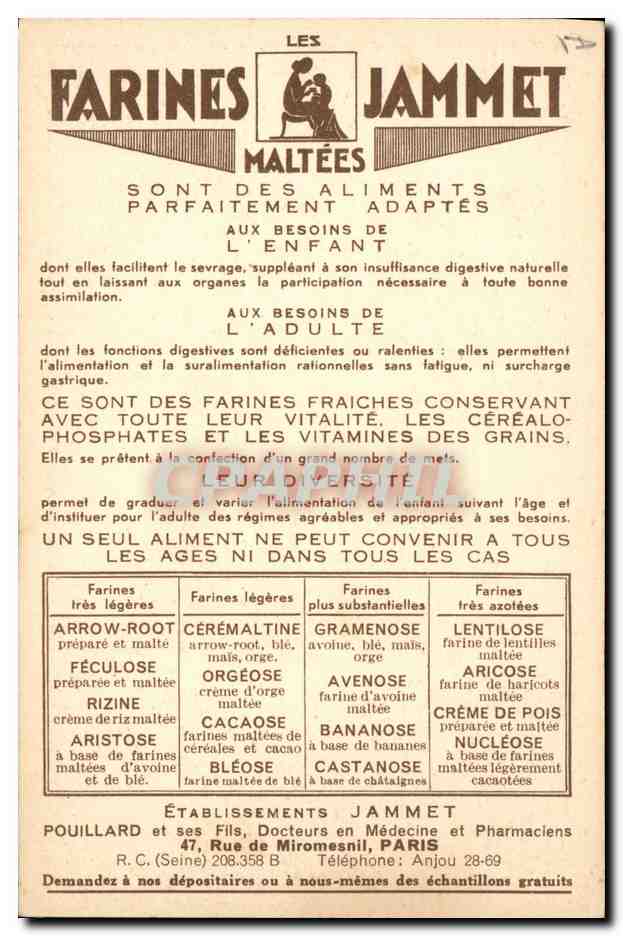 CPA Folklore La Bourgogne Farines Jammet  — Verso