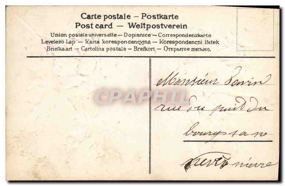 Oiseau et rose — Votre pensée me fait bien plaisir — Union postale universelle — Rückseite