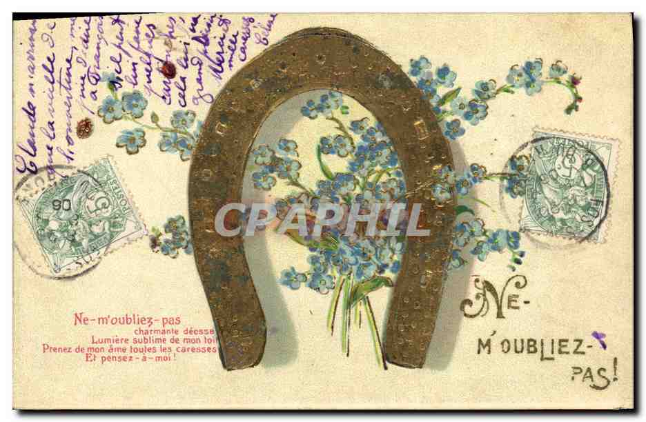 Horseshoe et fleurs bleues — carte postale de Miramas — éditeur non identifié