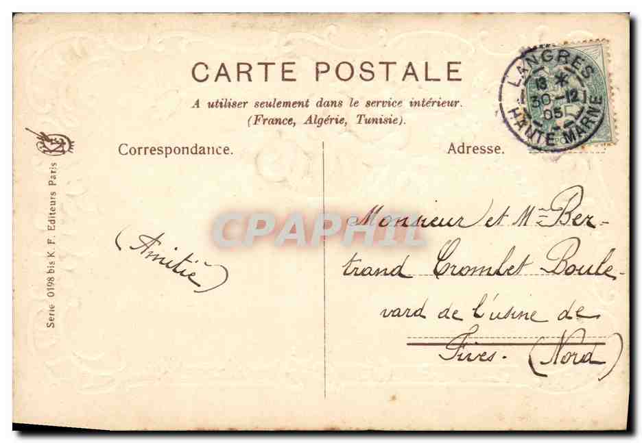 CPA Fantaisie Fleurs  — Rückseite