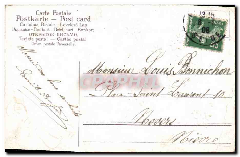 CPA Fantaisie Fleurs Oiseaux  — Verso