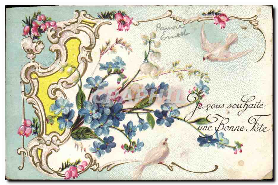 CPA Fantaisie Fleurs Colombe Muguet 
