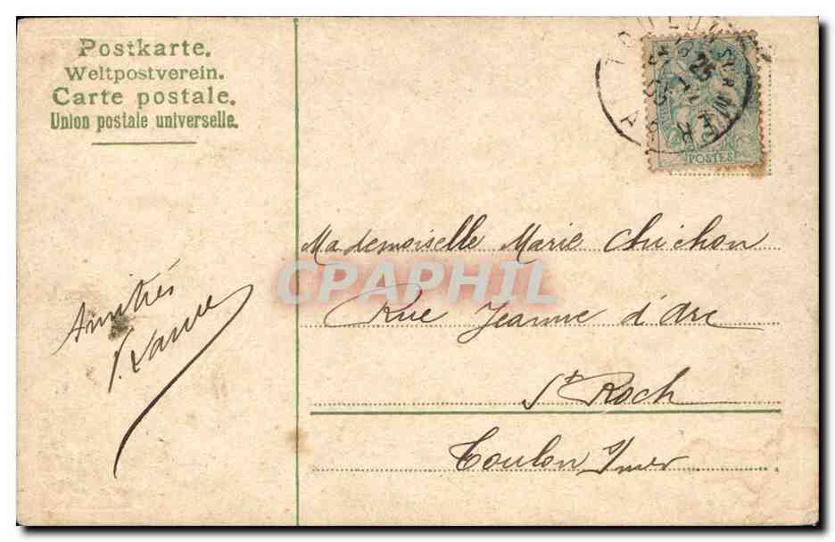 CPA Fantaisie Fleurs Annee 1906  — Back