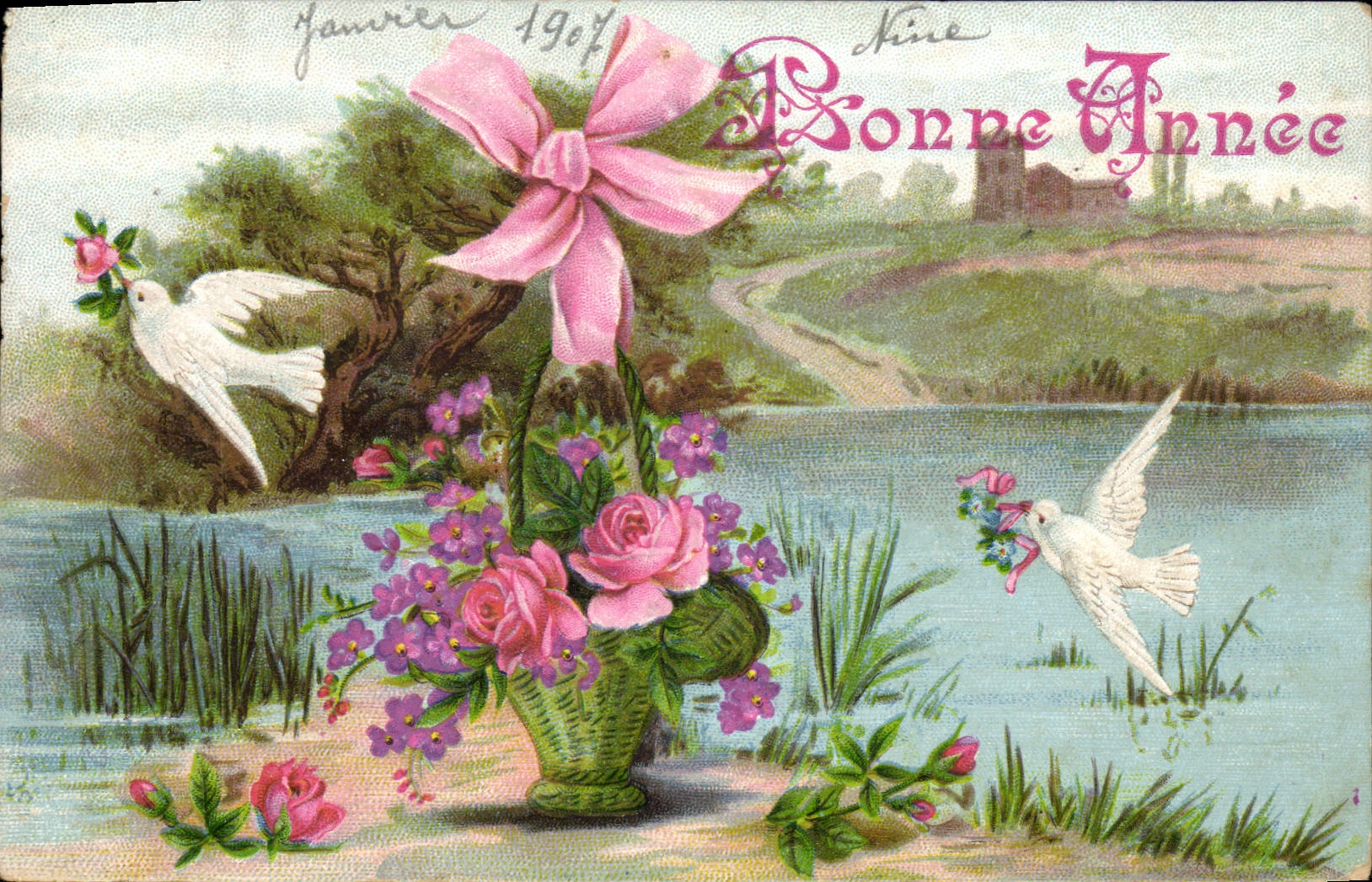 CPA Fantaisie Fleurs Colombes Bonen annee 