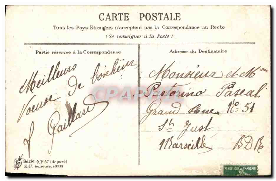 Bonne Année — décorations de Noël — K.F. Éditeurs, Paris, Série 0.1957 — Back