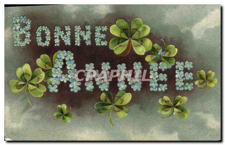 CPA Fantaisie Fleurs Trefles Bonne annee 