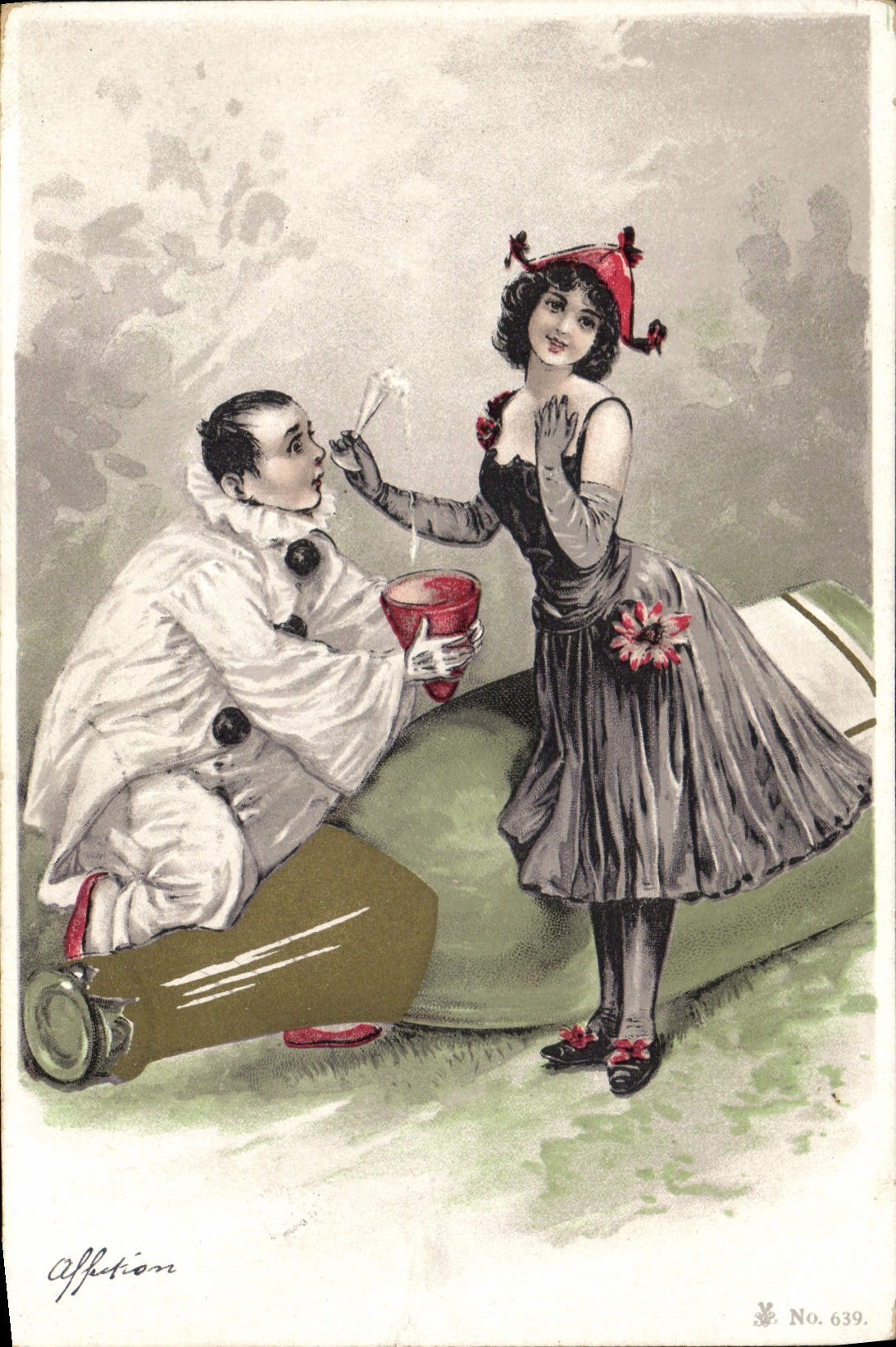 Clown et jeune femme — Affection, No. 639 — Affection