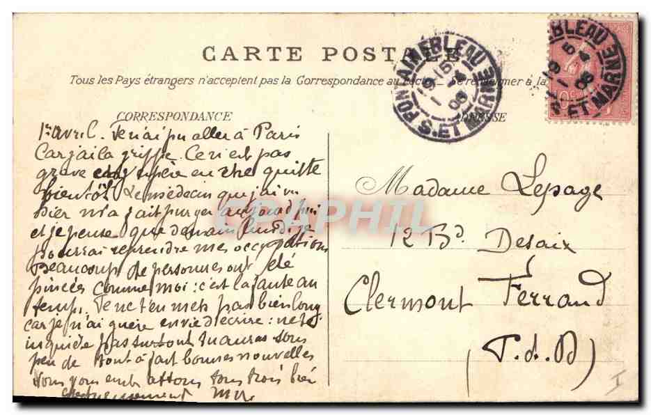 CPA Arbre Foret de Fontainebleau le nid de l'aigle  — Verso