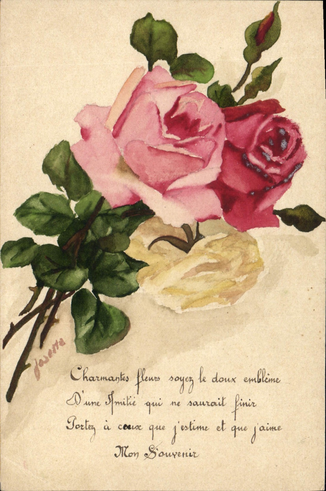 CPA Fantaisie Fleurs Illustrateur 