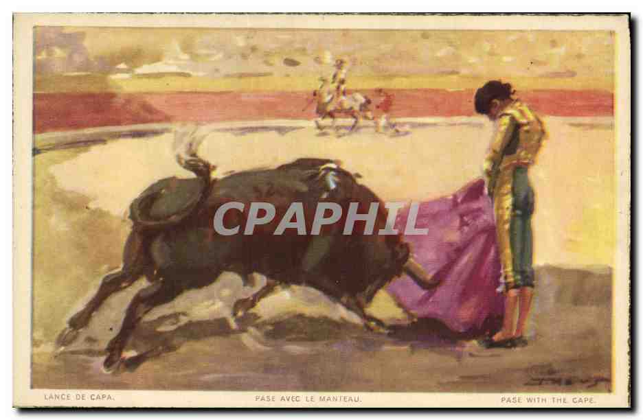 CPA Corrida Course de taureaux Pase avec le manteau