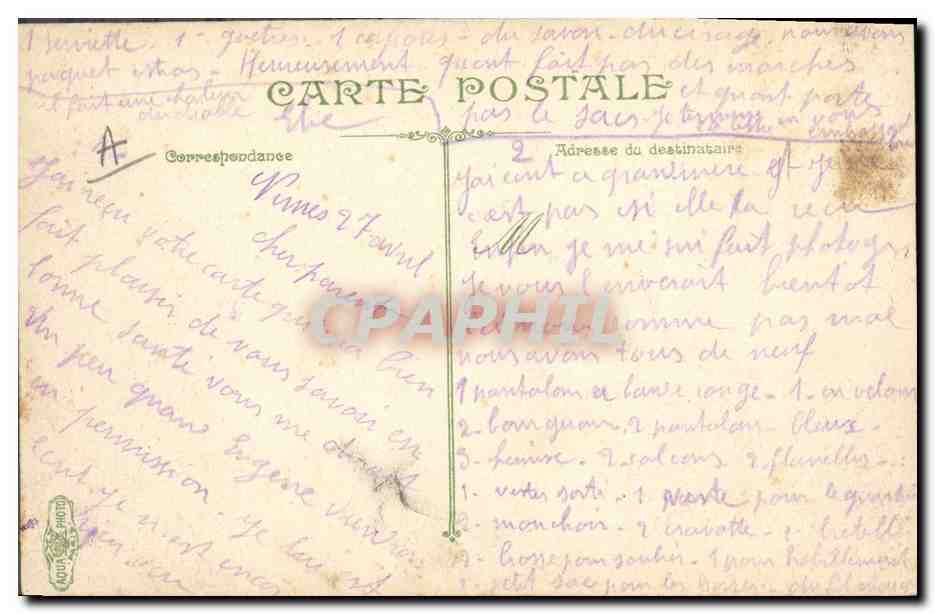 CPA Militaria Artillerie Le pansage Cheval  — Verso