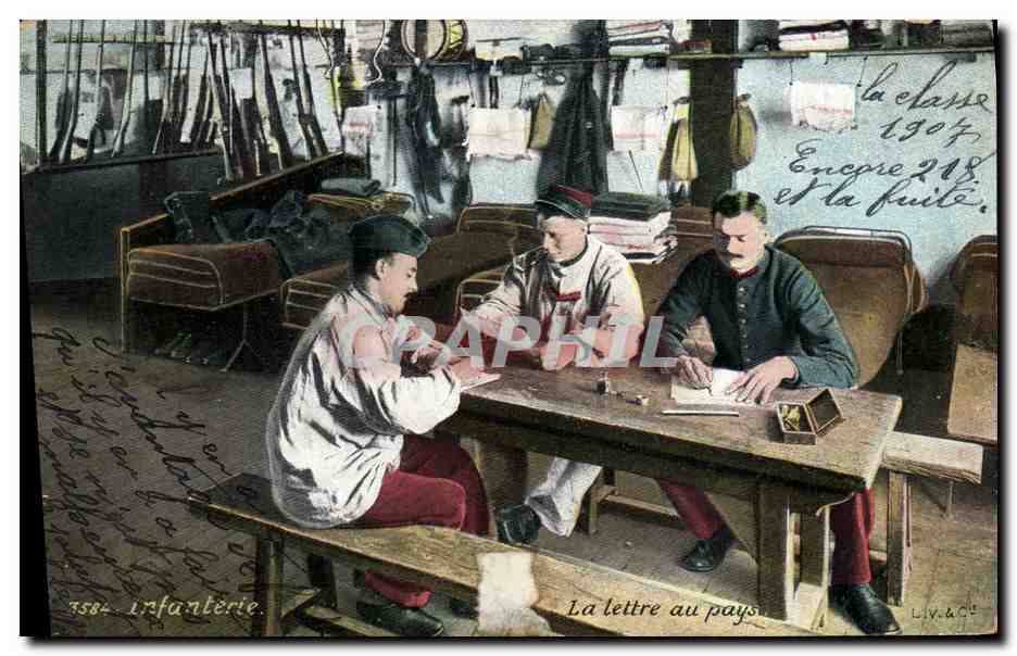 CPA Militaria Infanterie La lettre au pays 