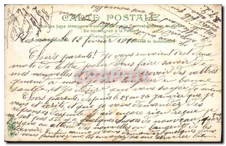 CPA Militaria Infanterie La lettre au pays  — Verso