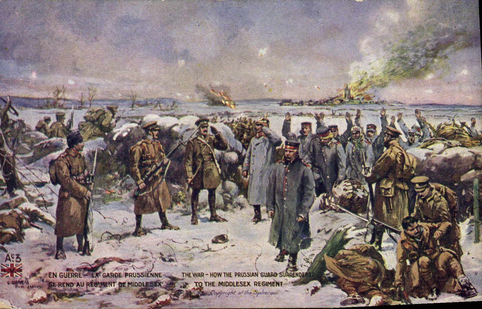 La Garde Prussienne se rend au Régiment de Middlesex — The War – How the Prussian Guard Surrendered to the Middlesex Regiment — Copyright of the Sphere