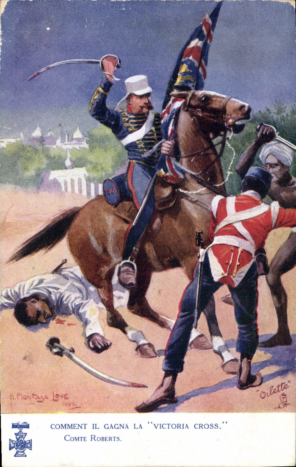 CPA Militaria Comment il gagne la Victori Cross Comte Roberts Medaille 