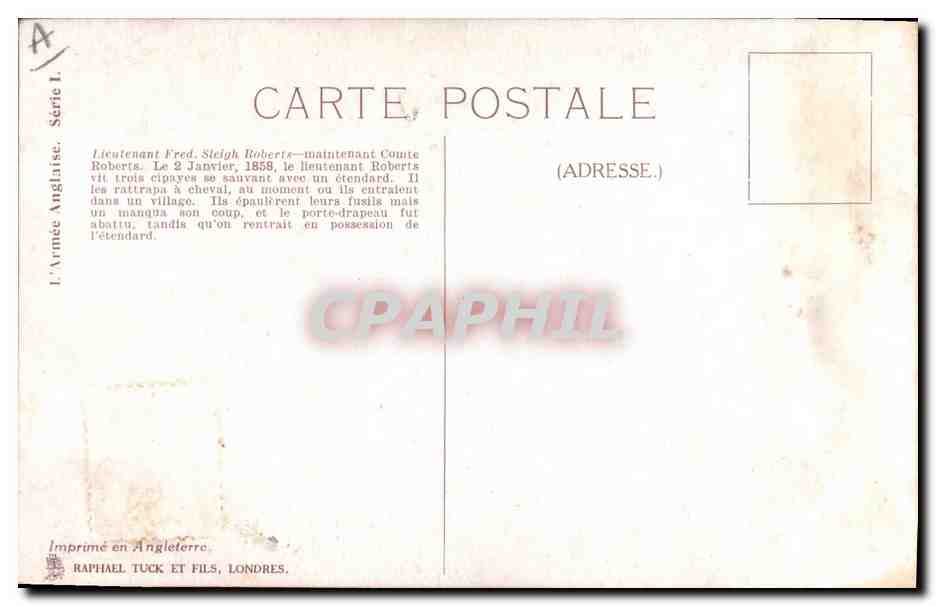 CPA Militaria Comment il gagne la Victori Cross Comte Roberts Medaille  — Verso