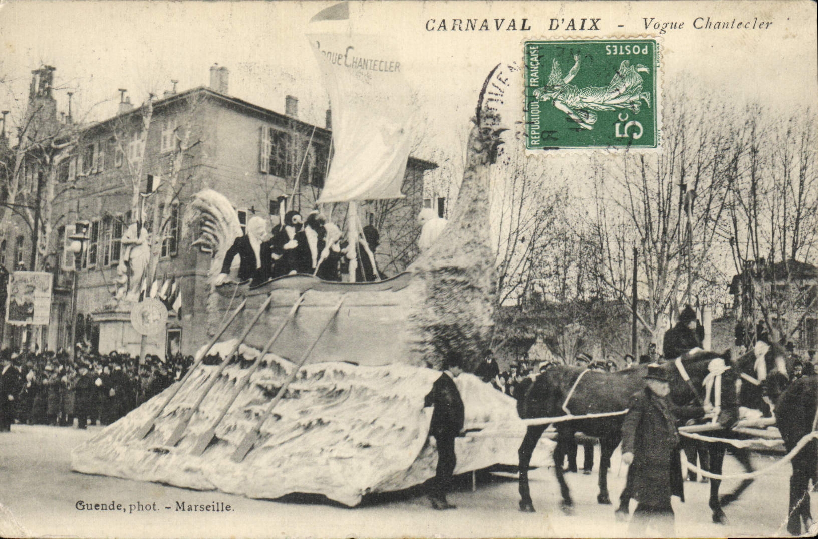 CPA Carnaval d'Aix Vogue Chantecler Coq Bateau