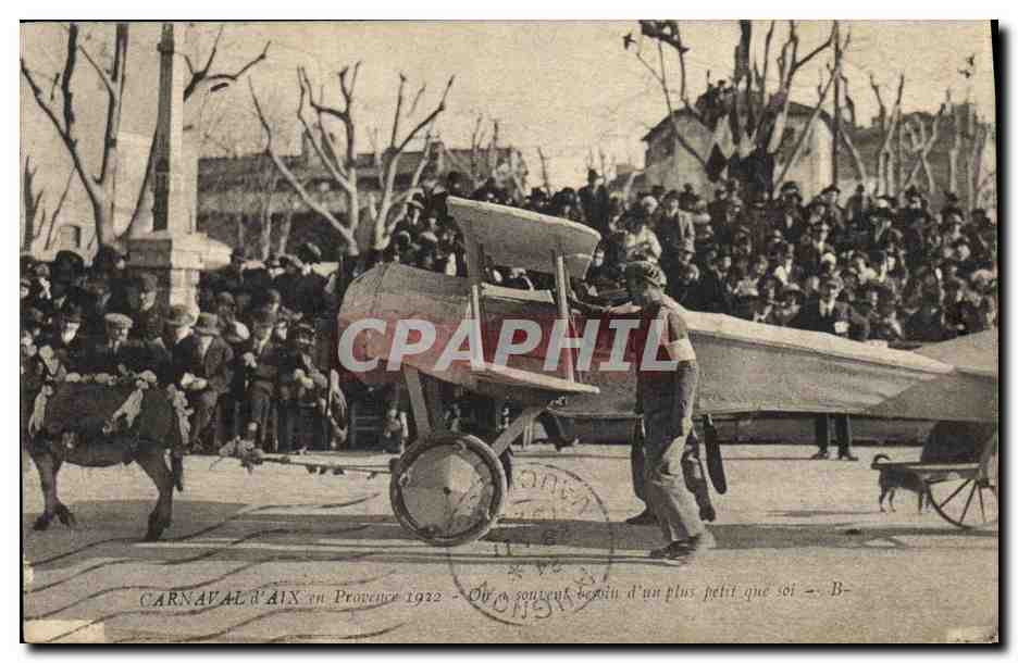 CPA Carnaval d'Aix en Provence 1922 Avion Aviation Ane Mule 
