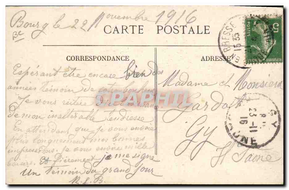 En BRESSE — Les Mariés — Vve Ravier édit. Bourg — Achterkant