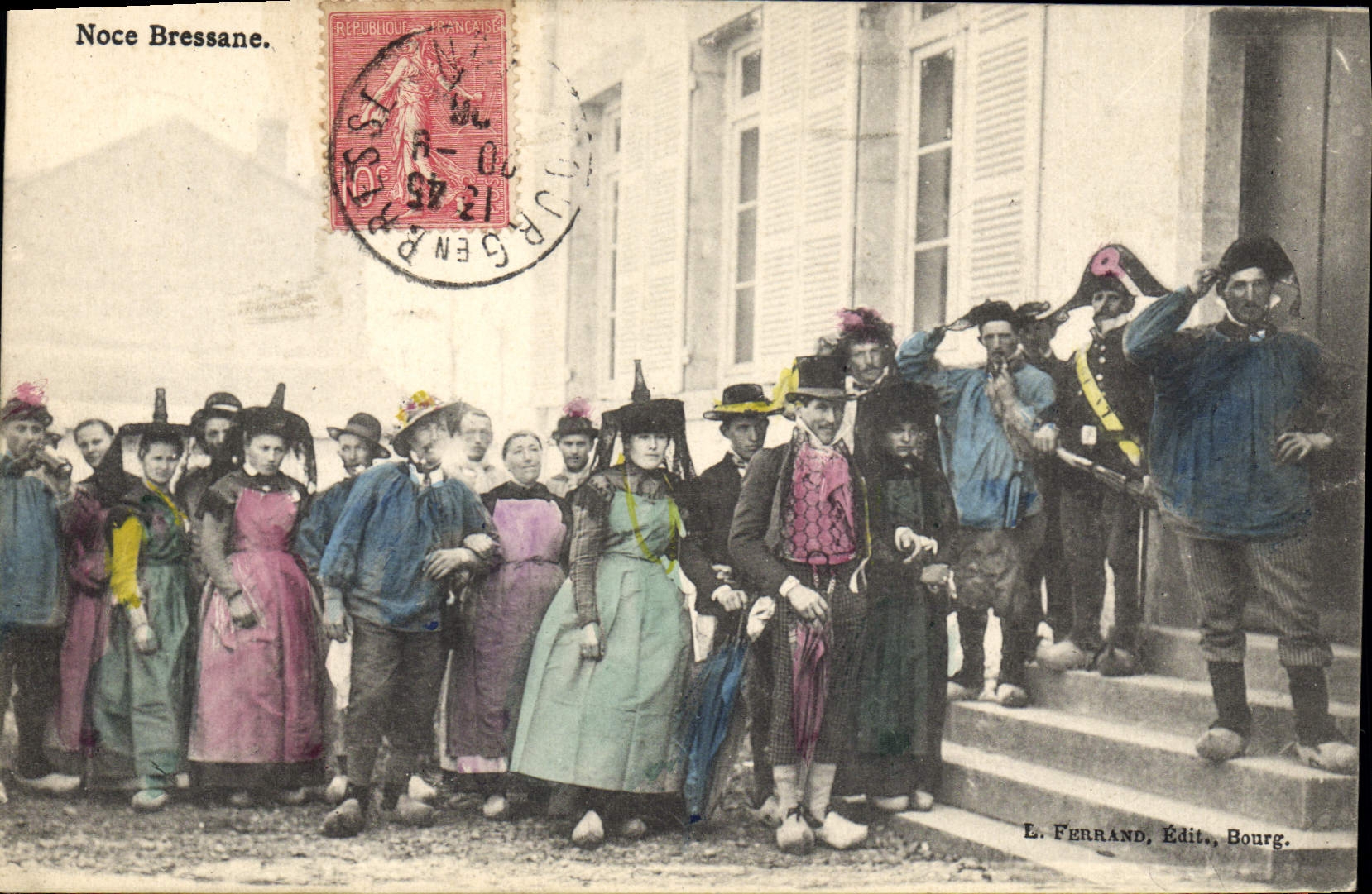 Noce Bressane — célébration folklorique — L. Ferrand, Édit., Bourg. - Recto
