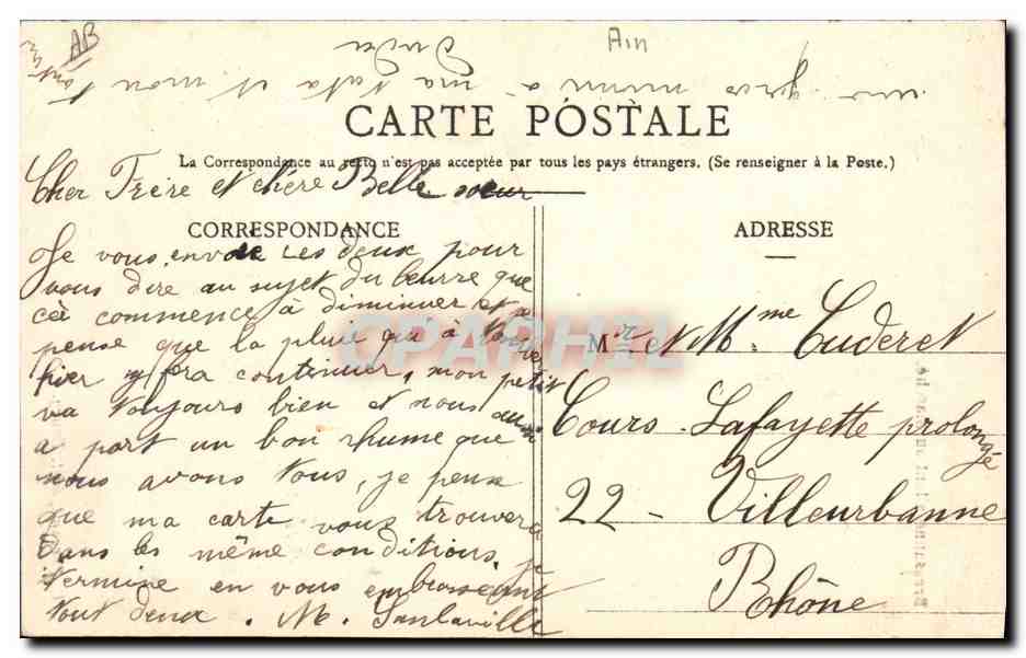 CPA Folklore Bressanne allant au marche  — Verso