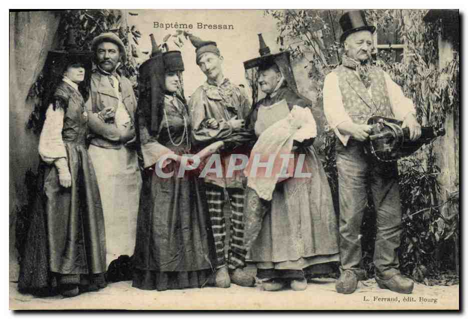 CPA Folklore Bapteme Bressan 