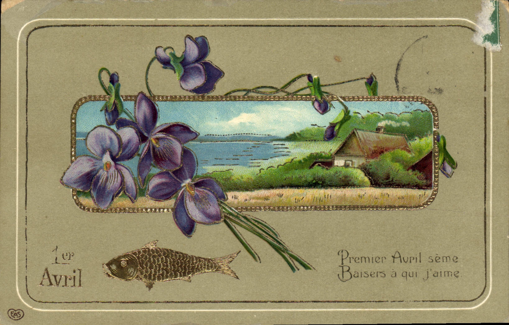 CPA Fantaisie Fleurs Poisson 1er Avril 