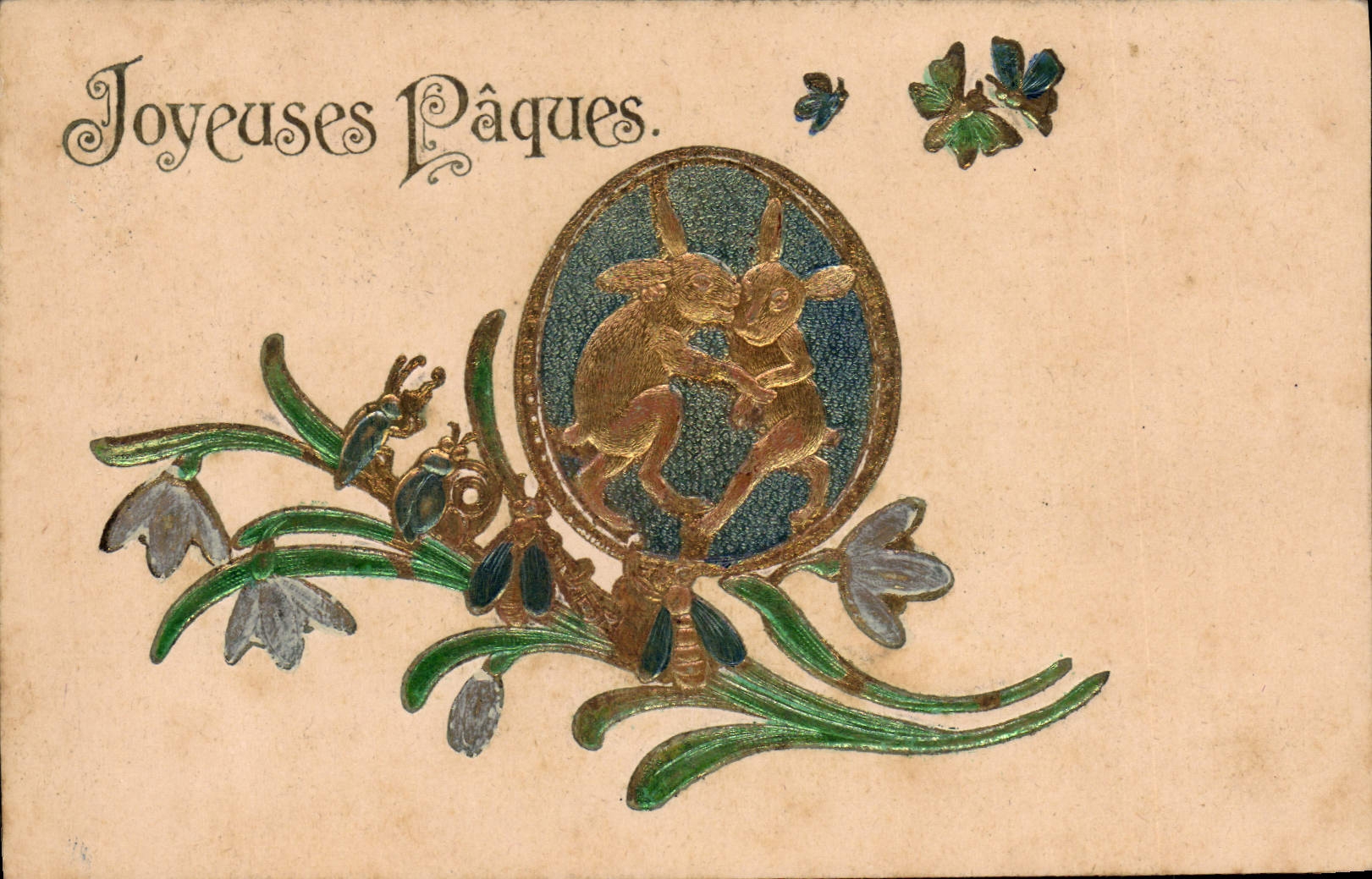 Joyeuses Pâques — lapins dans un cadre — édition universelle