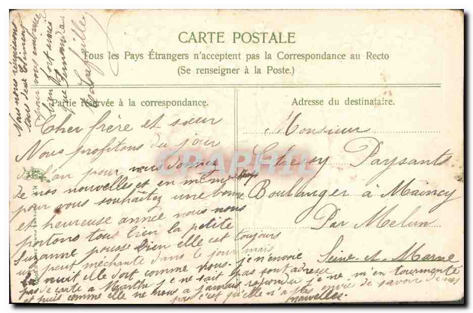CPA Fantaisie Fleurs  — Rückseite