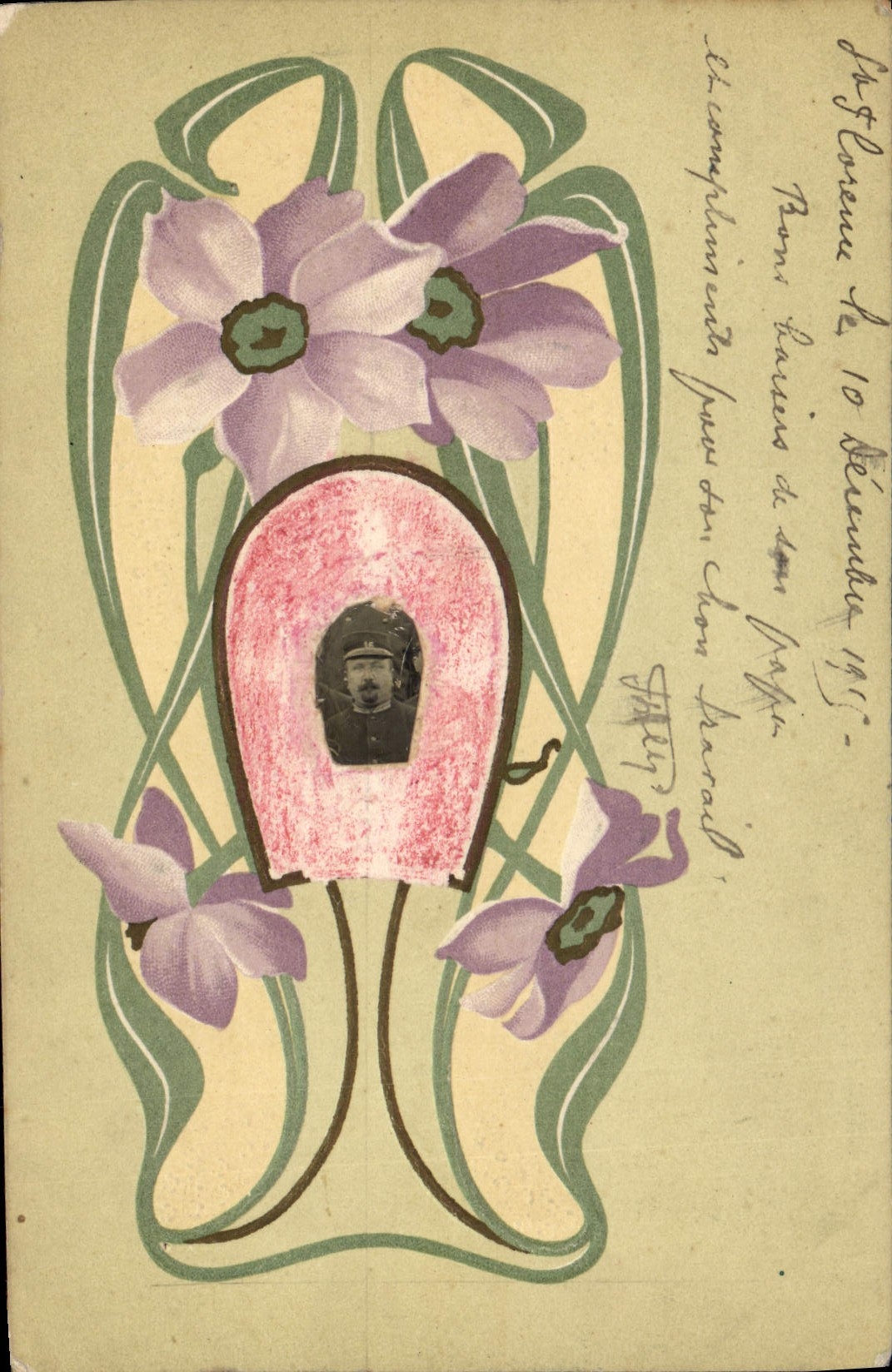 Fiori Art Nouveau — Foto di un uomo in uniforme — Editore S.624