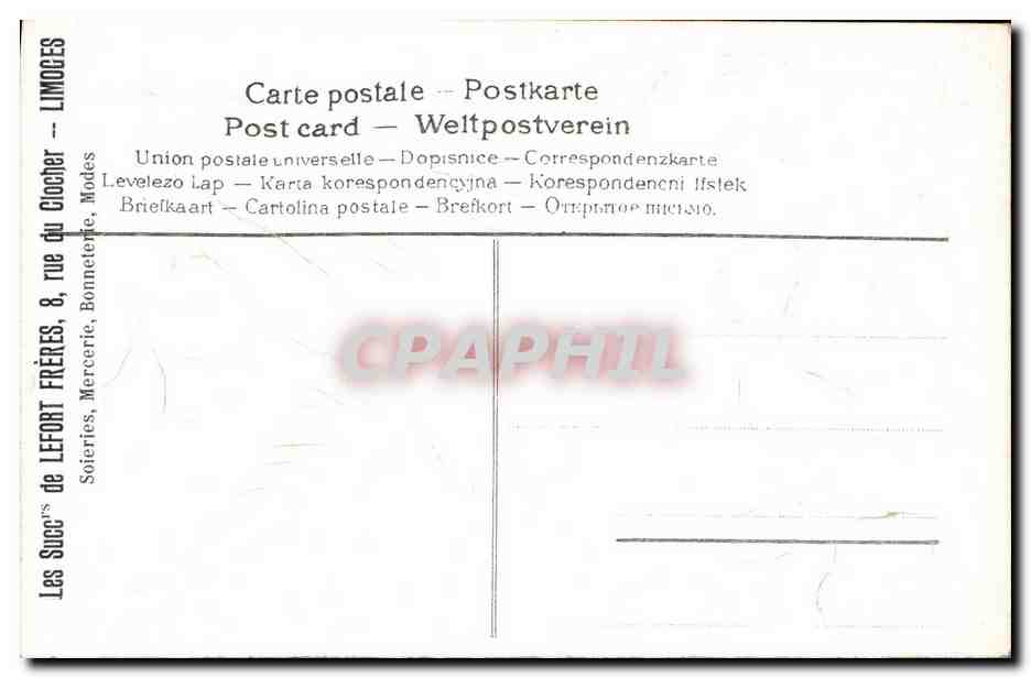 Oiseau portant une lettre — Fleurs — Les Succurs de Lefort Frères, Modes — Verso