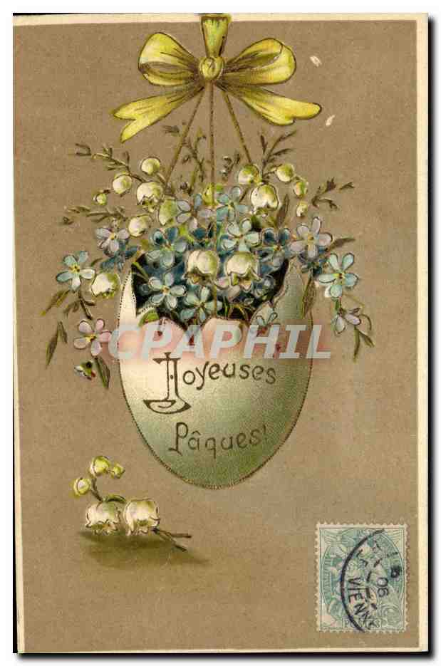 CPA Fantaisie Fleurs Oeuf Paques 