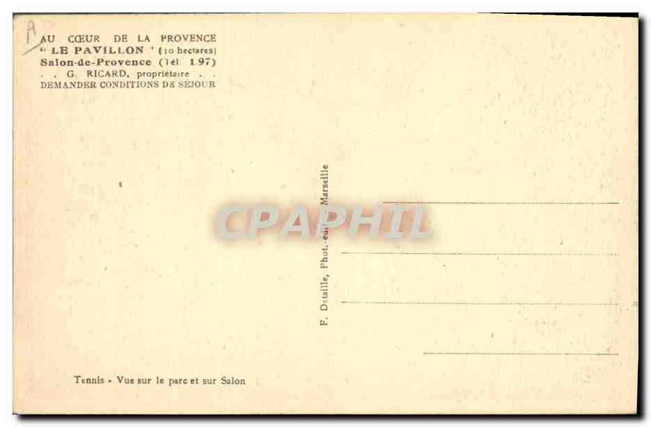 Tennis - Vue sur le parc et sur Salon - Le Pavillon (10 hectares) - F. Detaillé, Phot. édit. Marseille — Reverso
