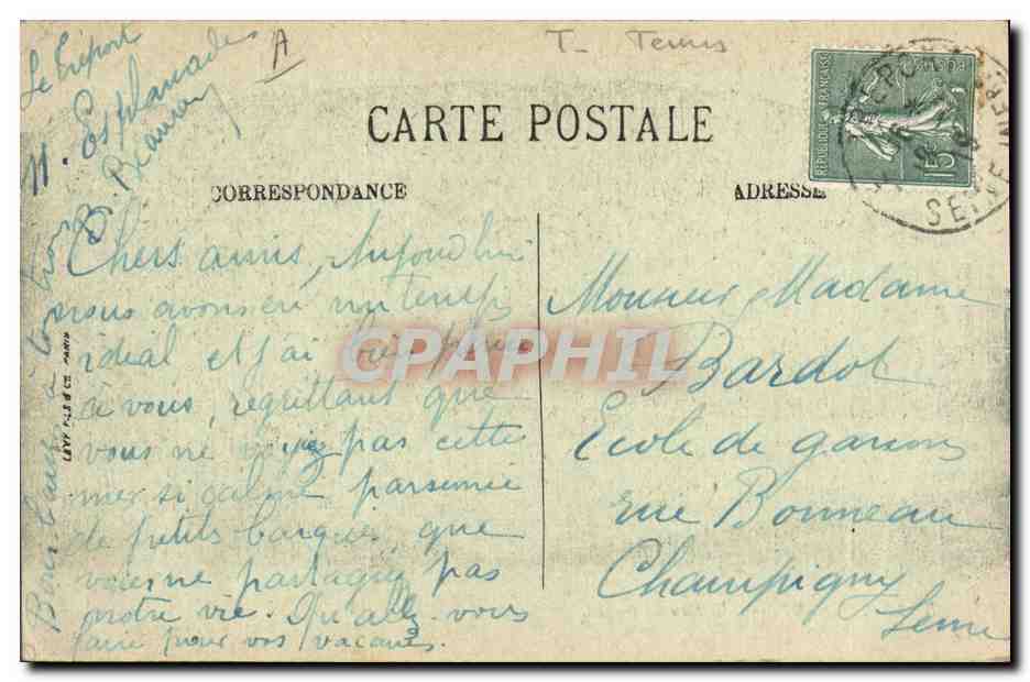 CPA Tennis Le Treport L'esplanade  — Verso