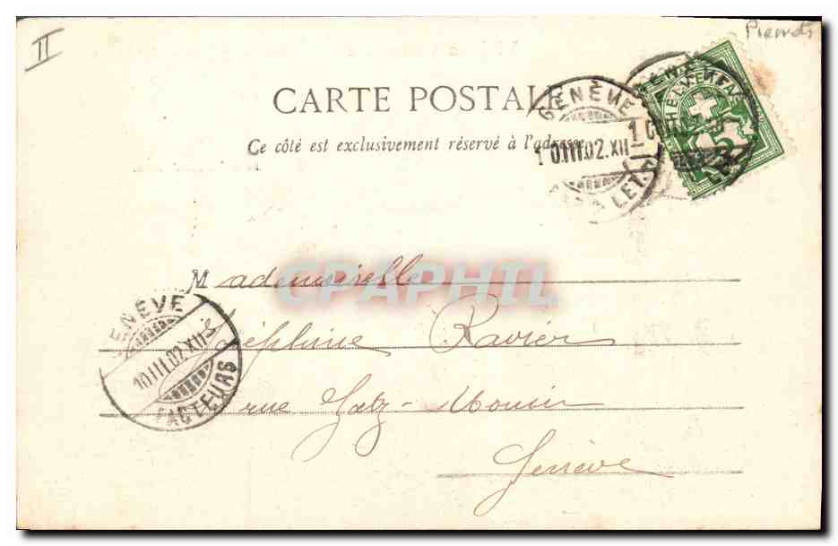 Deux Pierrots — scène de 'Au Clair de la Lune' — Édition Phototypie A. Bergeret, Nancy — Verso